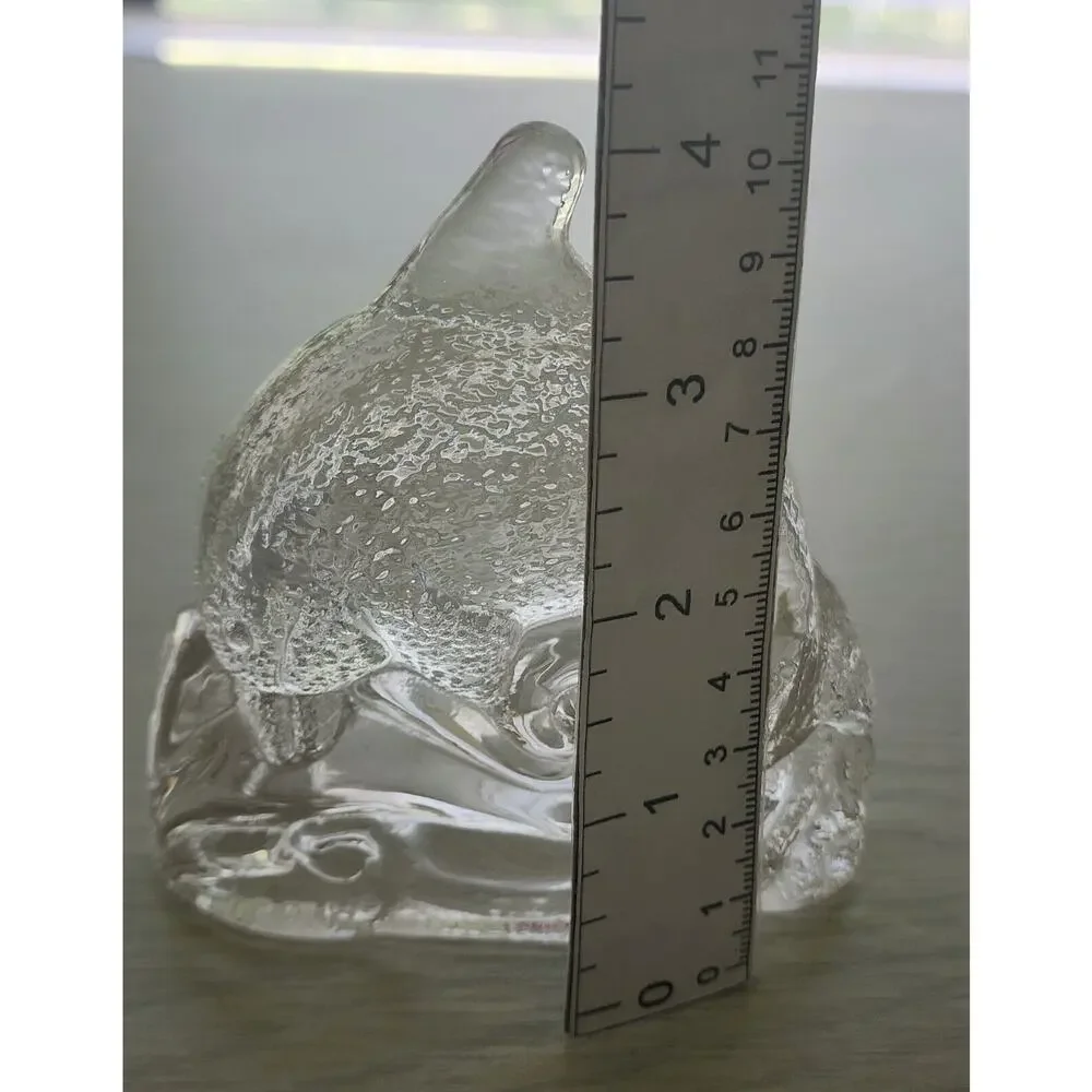 Candle Holder-Tea Light-Glass-Partylite-Dolphin Jumping Over Wave-Clear Glass - Picture 6 of 8